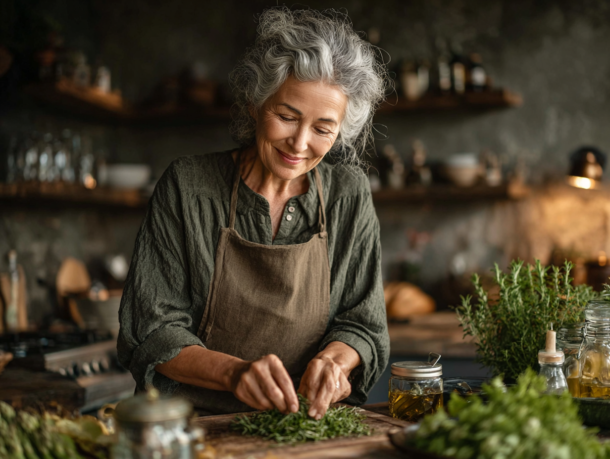 Happy senior family enjoying a healthy meal together